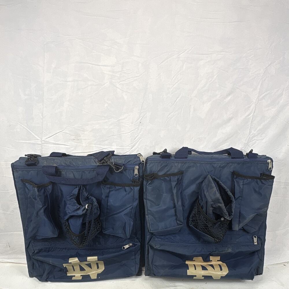 VTG Notre Dame Carry-On cushion seat Blue/Gold with Pockets and Shoulder Strap